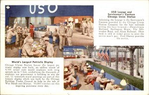 Chicago IL Servicemans Canteen Lounge Soldier Posted c1930-50s Vintage Postcard