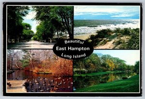 East Hampton Long Island NY 1989 Multiview Postcard Postal Service Slogan Cancel