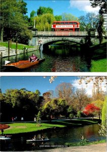 2~4X6 Postcards  Christchurch, New Zealand  AVON RIVER~DOUBLE DECKER BUS~BOATING