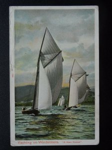 Cumbria YACHTING ON WINDERMERE A Keen Contest c1905 Postcard by Peacock