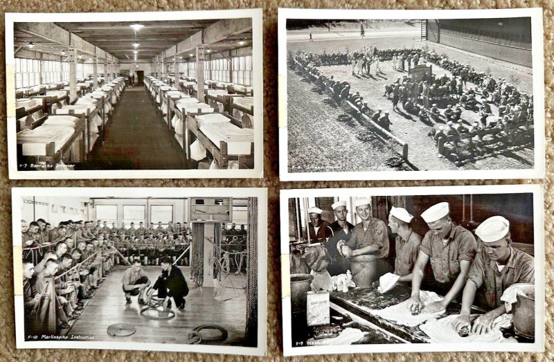 Four Real Photo Postcards Military Navy Sailor Training Camp Boot Camp Classes