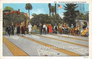 Playing Shuffleboard Florida, FL, USA Shuffelboard 1938 light postal marking ...