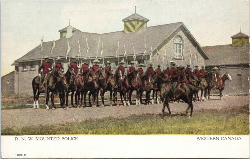  RNW Mounted Police Western Canada Regina SK Mounties Horses Unused Postcard F88