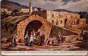 Israel The Fountain of the Blessed Virgin In Nazareth Palestine Postcard C035