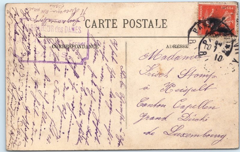 1910 Paris France Rue de Lille Downtown Flooded Au Bonheur Des Dames Stamp BA342