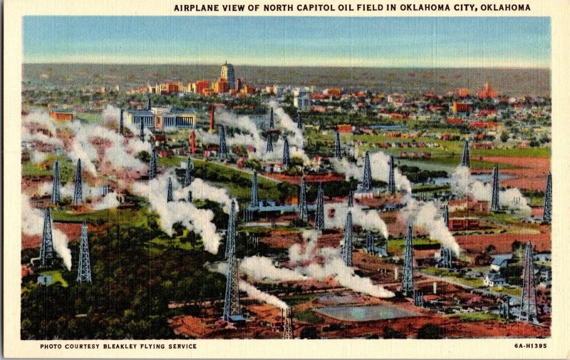 Aerial View of North Capitol Oil Field, Oklahoma City OK Vintage Postcard L48