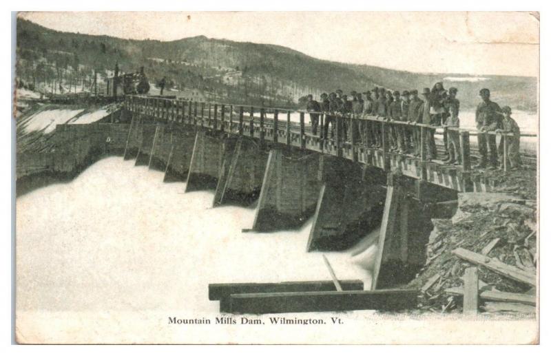1919 Mountain Mills Dam, Wilmington, VT Postcard