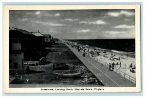 c1930's Boardwalk Looking North Virginia Beach Virginia VA Vintage Postcard 