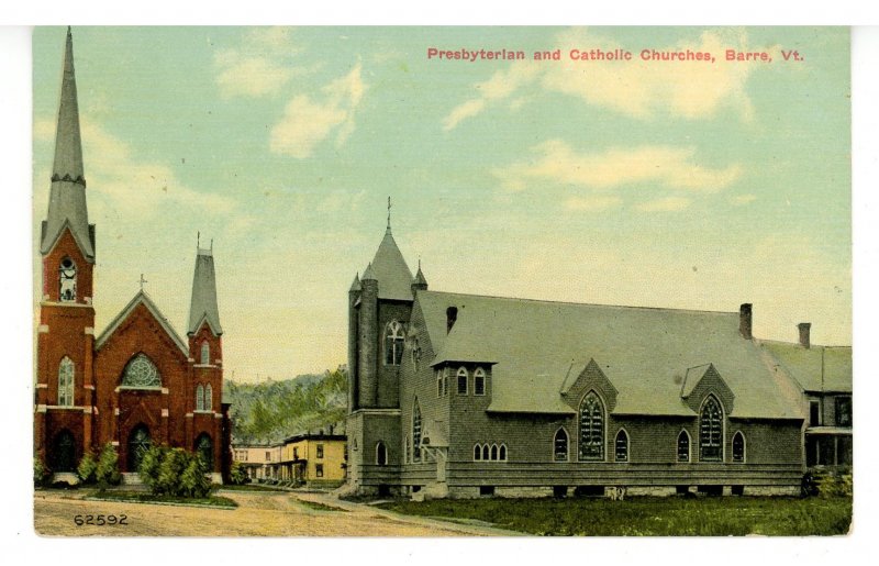 VT - Barre. Presbyterian & Catholic Churches