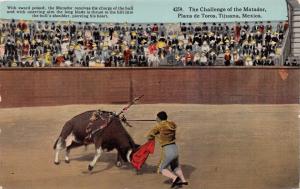 TIJUANA MEXICO CHALLENGE OF THE MATADOR~PLAZA de TOROS~BULLFIGHT POSTCARD 1913