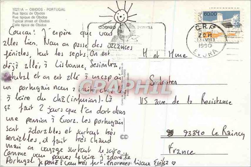 Postcard Modern Obodos Portugal tipical Street in Obidos