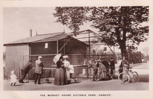 The Monkey Zoo House Victoria Park Cardiff Old Real Photo Postcard