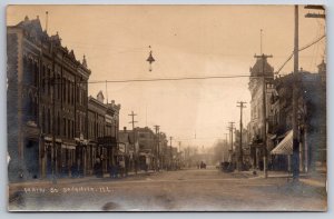 Savanna IL Regent~Main St & Drug Store~2nd Empire Bldg w/Mansard Roof~RPPC 1908