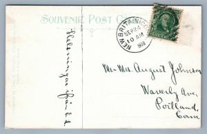 NEW BRITAIN CT BASSETT STREET 1908 ANTIQUE POSTCARD w/ CORK CANCEL