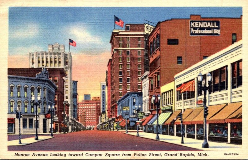 Michigan Grand Rapids Monroe Avenue Looking Toward Campus Square From Fulton ...