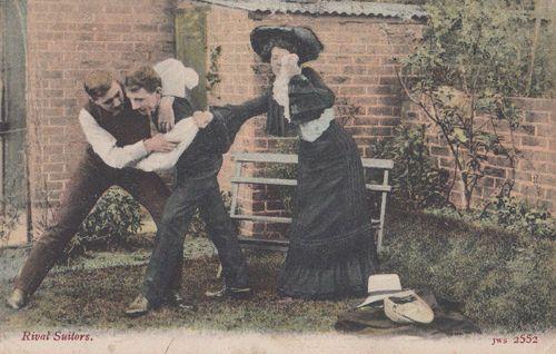 Rival Soldiers Judo Fighting Antique Military Postcard