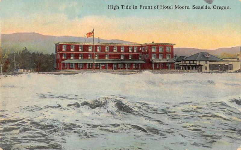 Seaside Oregon Hotel Moore High Tide Antique Postcard J62055