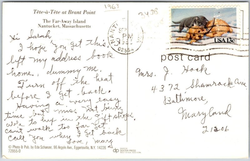 1953 Tete-A-Tete Brant Point Far-Away Island Nantucket Massachusetts MA Postcard