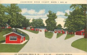 Postcard 1940s Georgia Atlanta Cherokee Rose Court occupation GA24-2198