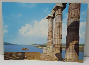 Temple of Poseidon Sounion Greece Vintage Postcard