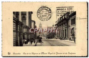 Old Postcard Brussels Rue De La Regence And Royal Museum Painting and Sculpture