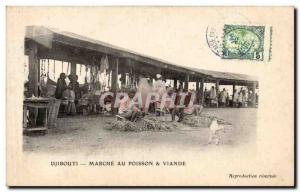 Old Postcard Cote des Somalis Djibouti On the fish meat
