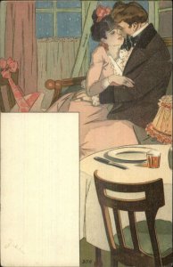 Art Nouveau Beautiul Woman Romance Kiss ARTIST??? c1905 Postcard #306