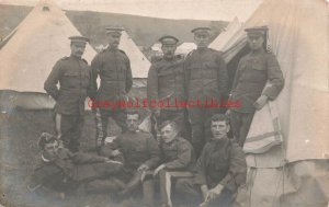 Military, Group of nine Soldiers, RPPC