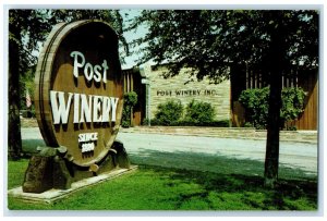 c1960's Post Winery Inc. Wood Signage Scene Altus Arkansas AR Trees Postcard