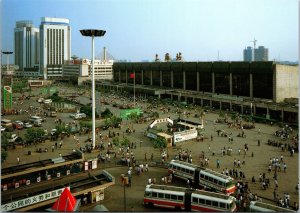 Bird's Eye View Railway Station Shanghai China Postcard