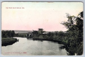 1910's BERLIN WISCONSIN FOX RIVER BOATHOUSE BRIDGE ANTIQUE POSTCARD