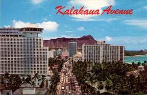 Hawaii Waikiki Looking Down Kalakaua Avenue Waikiki's Main Street