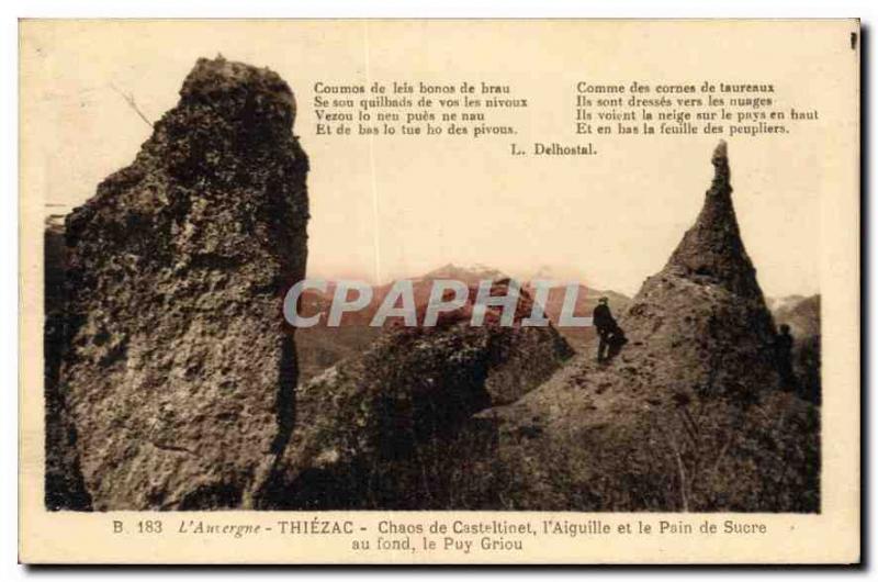 Old Postcard Auvergne Thiezac Chaos Casteltinet Aiguille and the Sugar Loaf i...