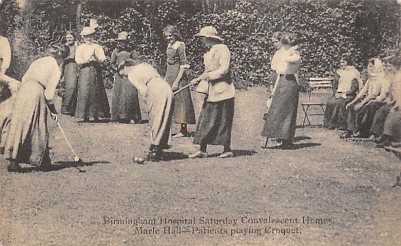 Birmingham UK Hospital, Patients Playing Croquet writing on back 