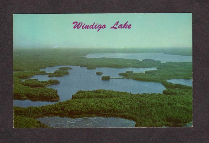 WI Windigo Lake near Hayward Wisconsin Postcard Aerial View