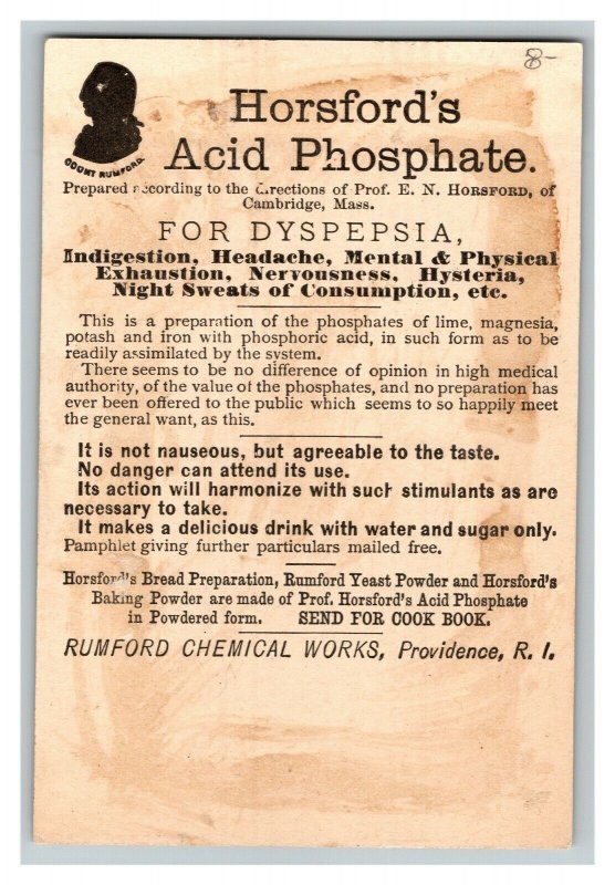 Vintage 1880's Victorian Trade Card Horsford's Acid Phosphate Quack Medicine