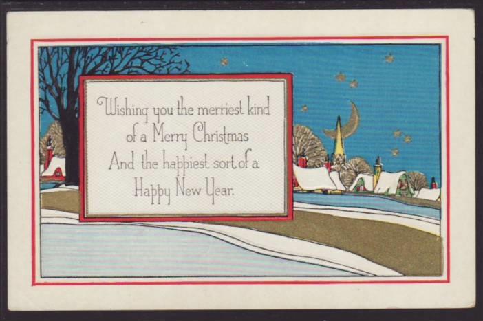 A Merry Christmas,Town Postcard 