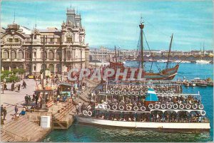 Barcelona Modern Postcard Peace Gate His Caravelle * Marie Boat
