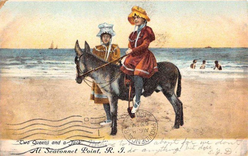 Seaconnet Point Rhode Island Two Queens And A Jack Vintage Postcard KK86