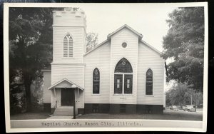 Vintage Postcard 1940's Baptist Church, Mason City, Illinois (IL) RPPC