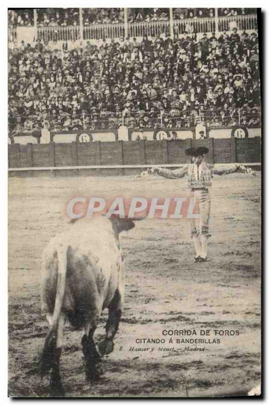 Old Postcard Bullfight Bullfight citando has banderillas