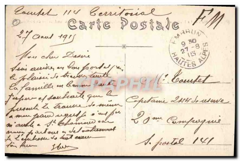 Old Postcard Durance Embrun and Roc left mountains of Chateauroux those at th...