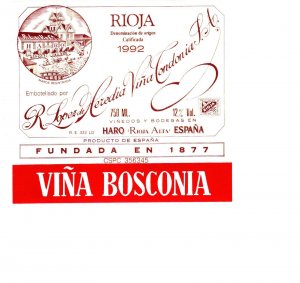 Rioja 1992, Vina Boscona, Original Vintage Wine Bottle Label