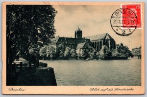 Vtg Breslau Poland Landkirche View Of Country Church Wrocław 1910s TCV Postcard