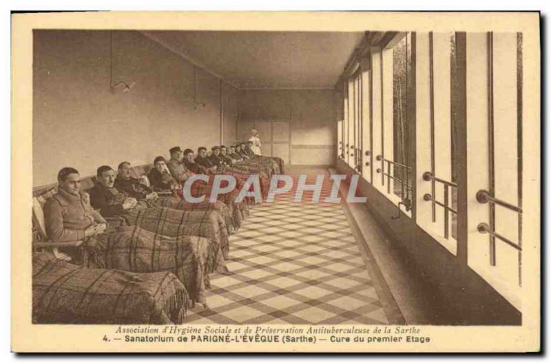 Postcard Old Sanatorium Parigne Cure the first floor