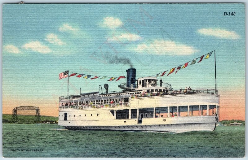 c1940s Duluth-Superior Harbor Lake Excursion S.S Wayne Boat Iron Coal Steam A203