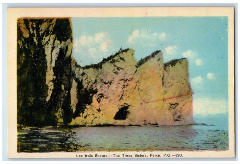 c1950's Rocky Formations Sea The Three Sisters Perce PQ Canada Vintage Postcard 