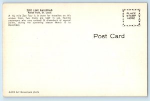 c1960 St. Louis Missouri MO Vintage Postcard Zoo Line Railroad Forest Park Train