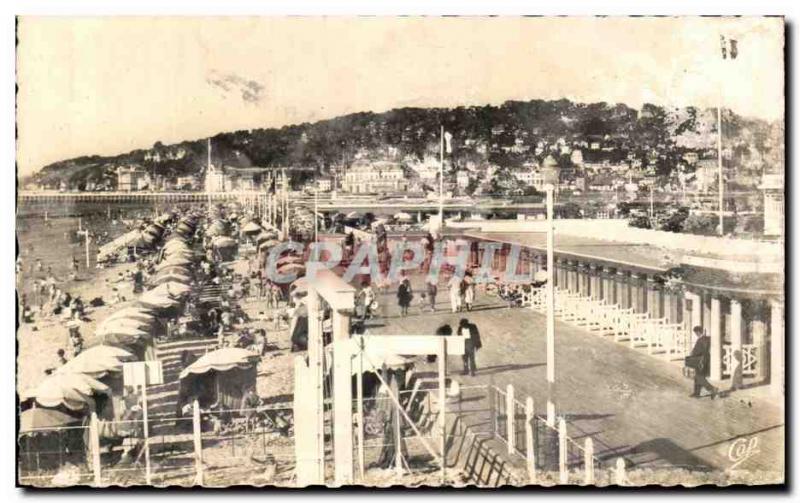 Old Postcard Deauville Beach Fleurle View d & # 39Ensemble On The Beach And T...
