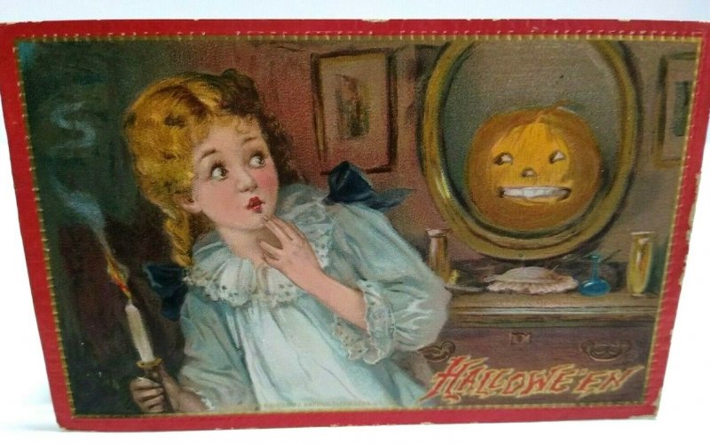 Vintage Halloween Postcard Tucks Embossed 1910 Original Child Spooked Series 174